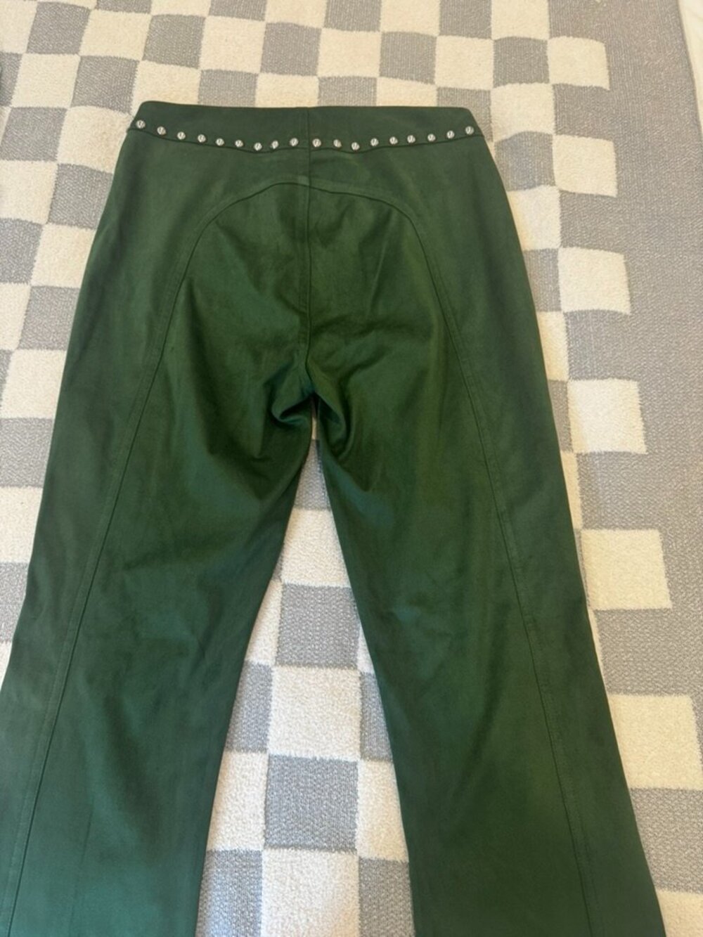 MOTHER Denim Faux Suede Studded Western Pants Green STY#11207-1801 - Picture 5 of 6